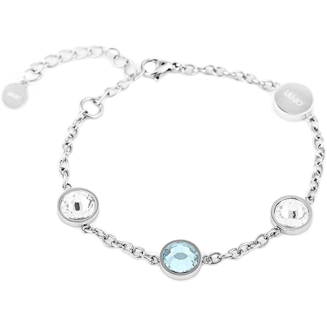 Bracciale Donna Liu Jo Acciaio Cristalli Bianchi E Turchese LJ1104