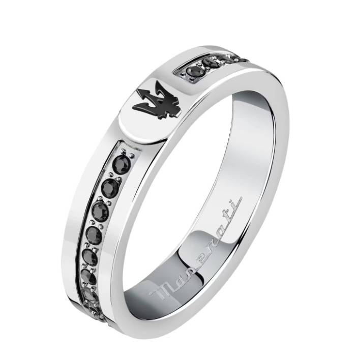 Anello Uomo Maserati Acciaio Zirconi Neri Misura 21 JM423AVD30021