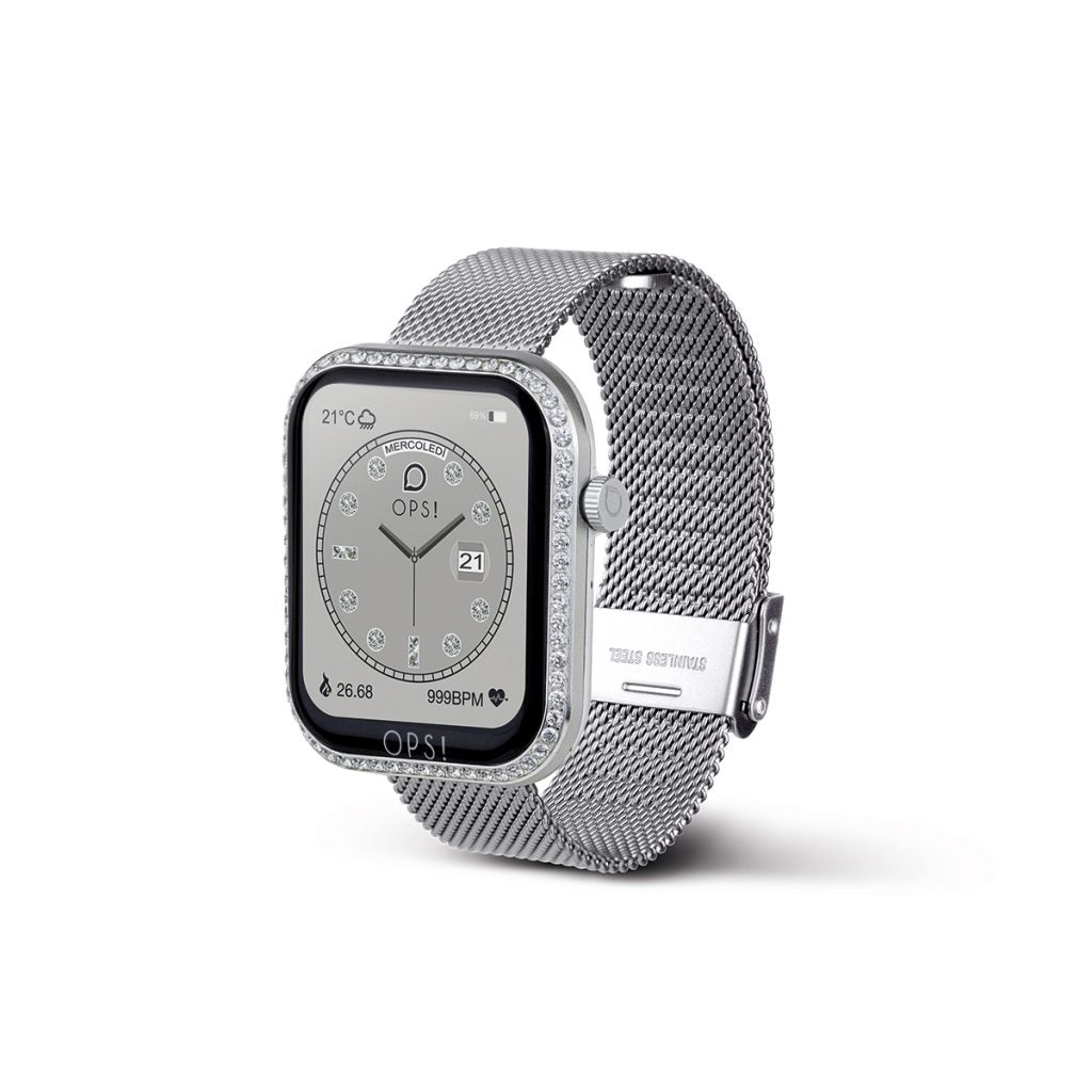 Orologio Donna Ops Smartwatch Call Diamonds Zirconi Bianchi OPSSW-43