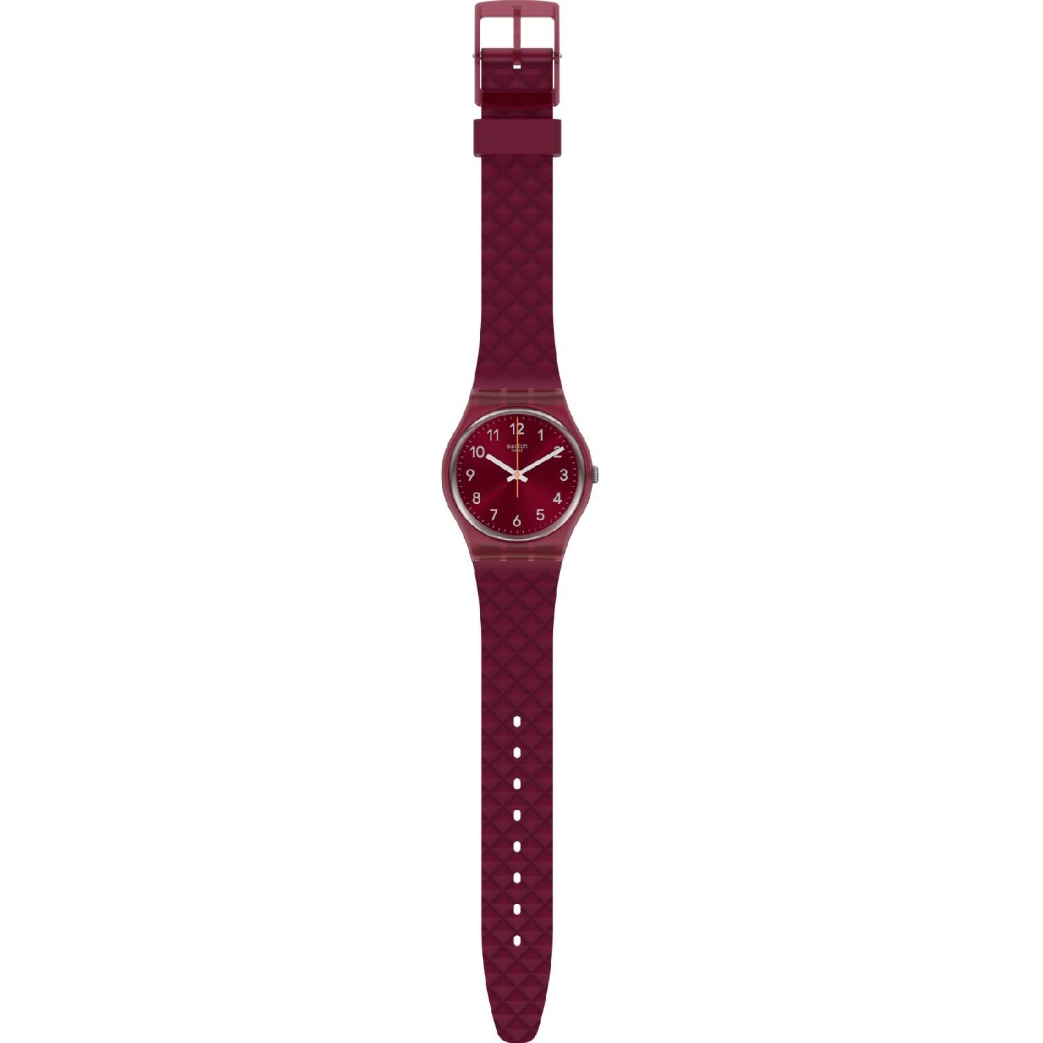 Orologio Donna Gomma Resina Swatch Quarzo Solo Tempo Rosso REDNEL GR184