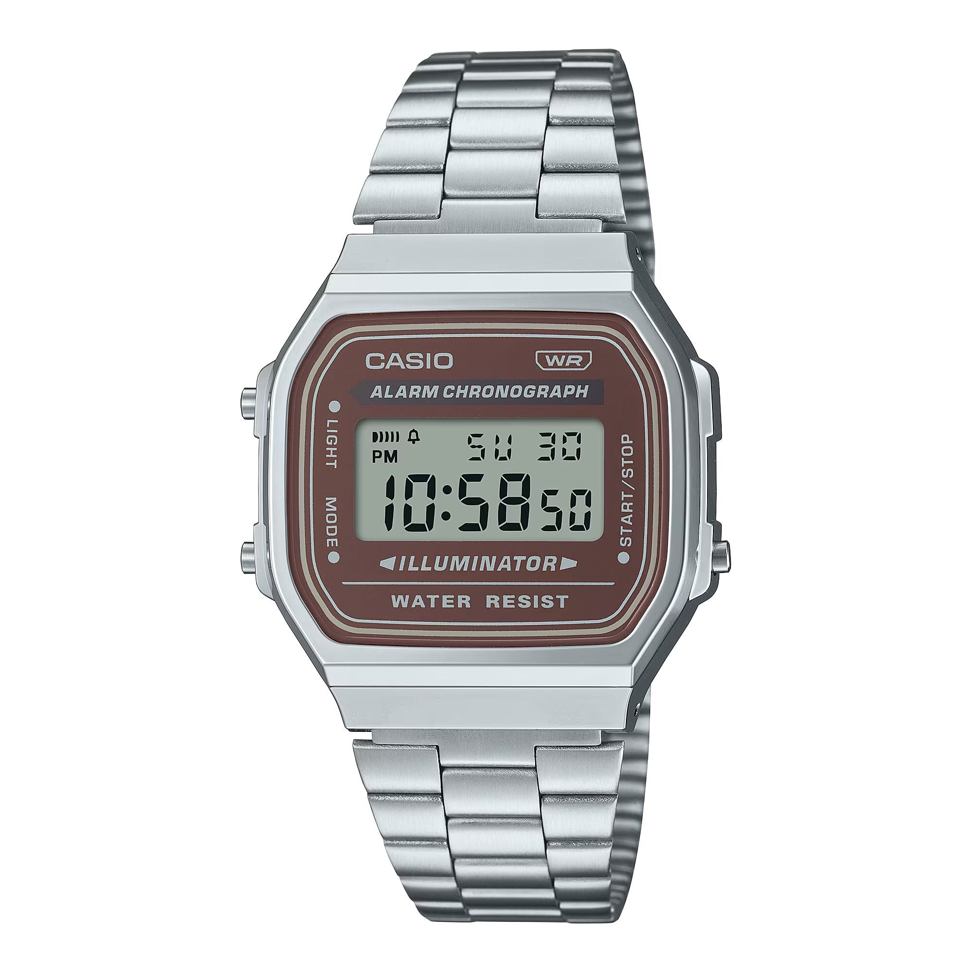 Orologio Unisex Casio Vintage Acciaio Quarzo Digitale Marrone A168WA-5AYES