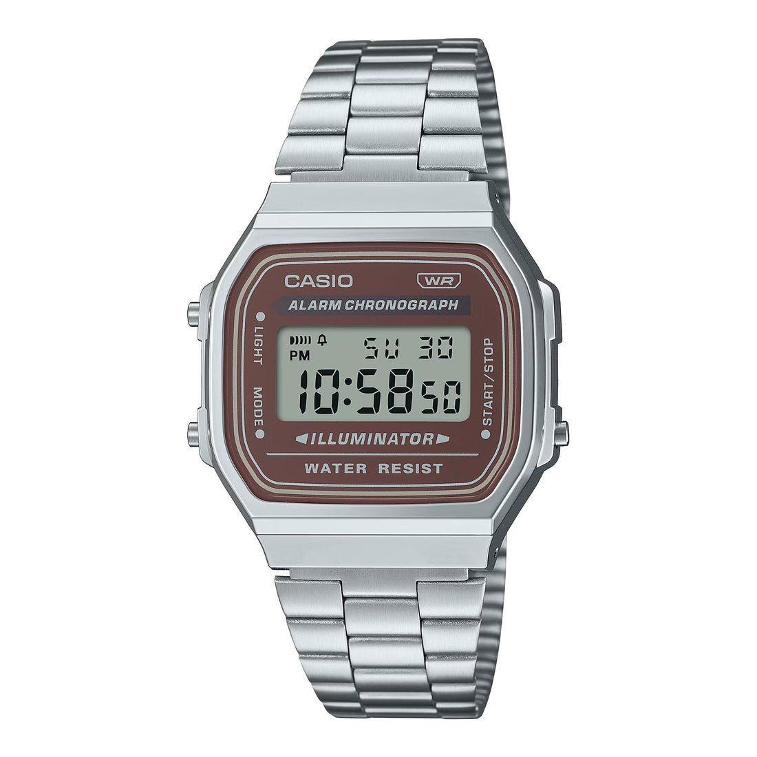 Orologio Unisex Casio Vintage Acciaio Quarzo Digitale Marrone A168WA-5AYES