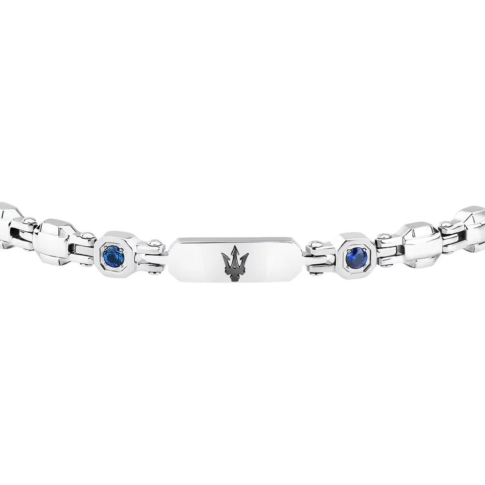 Bracciale Uomo Acciaio Maserati Sapphire Logo Centrale Blu Semirigido JM3335AXO12