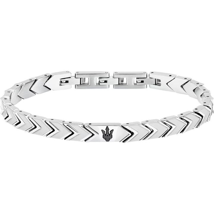 Bracciale Uomo Maserati Acciaio con Targhetta Centrale  e logo PVD blu JM225AVD91