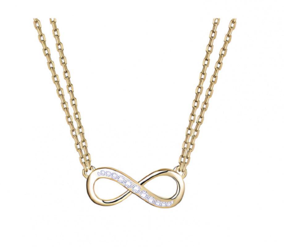 Collana Donna Liu Jo Acciaio dorato Maglia Rollò Infinito con zirconi LJ2514