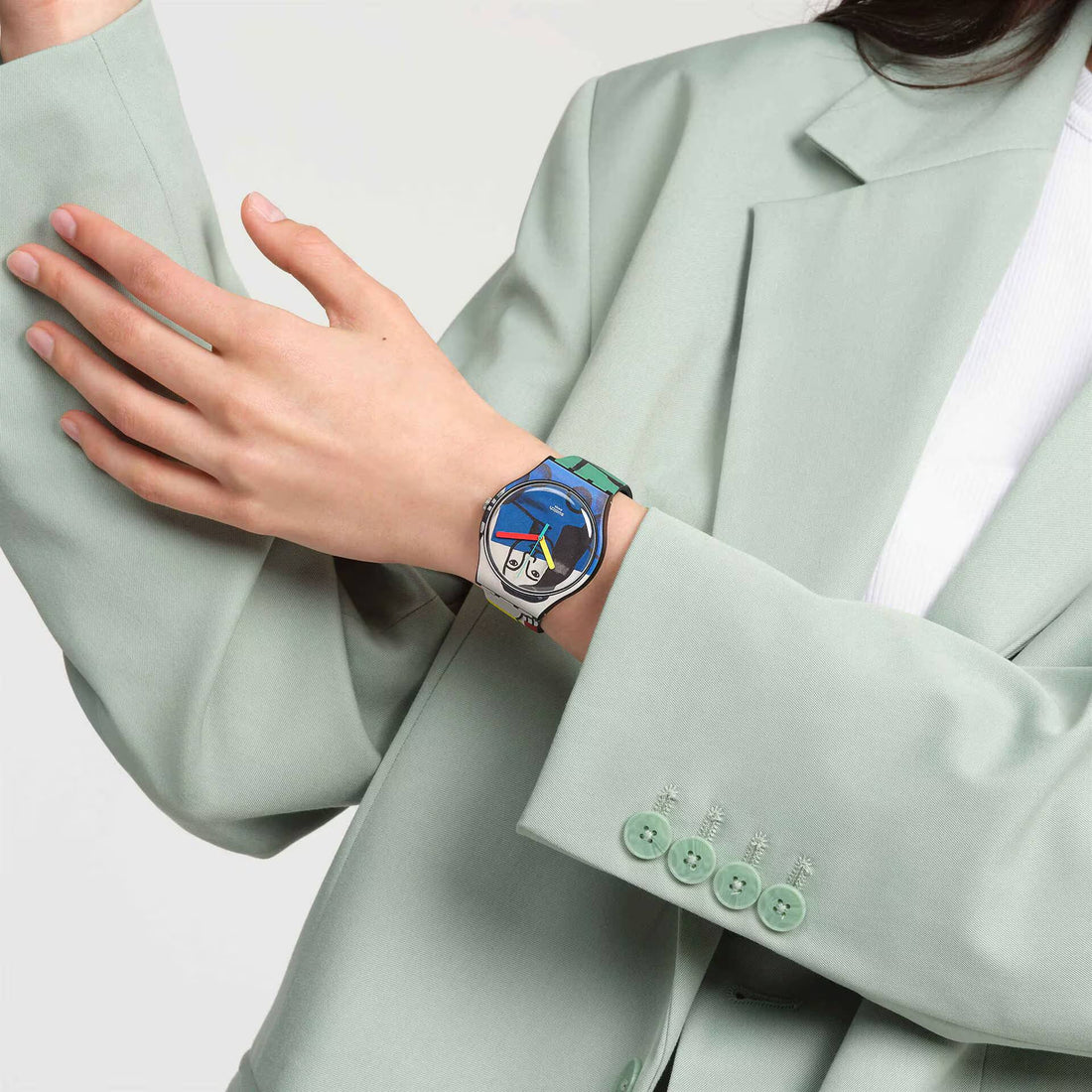 Orologio Unisex Swatch Leger's Two Woman Holding Flowers Multicolore SUOZ363