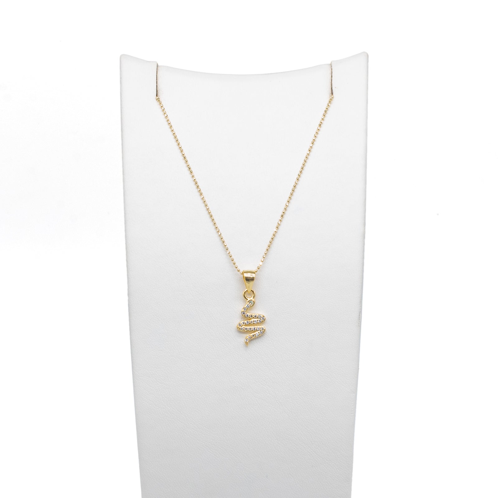 Collana Donna Re Mida Argento 925 Dorato Serpente Zirconi Bianchi C007