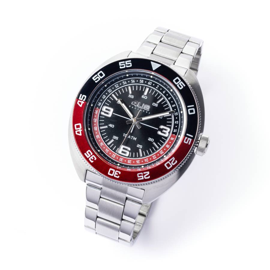 Orologio Uomo 4US Cesare Paciotti Nero Rosso Quarzo Solo Tempo Acciaio T4ST431