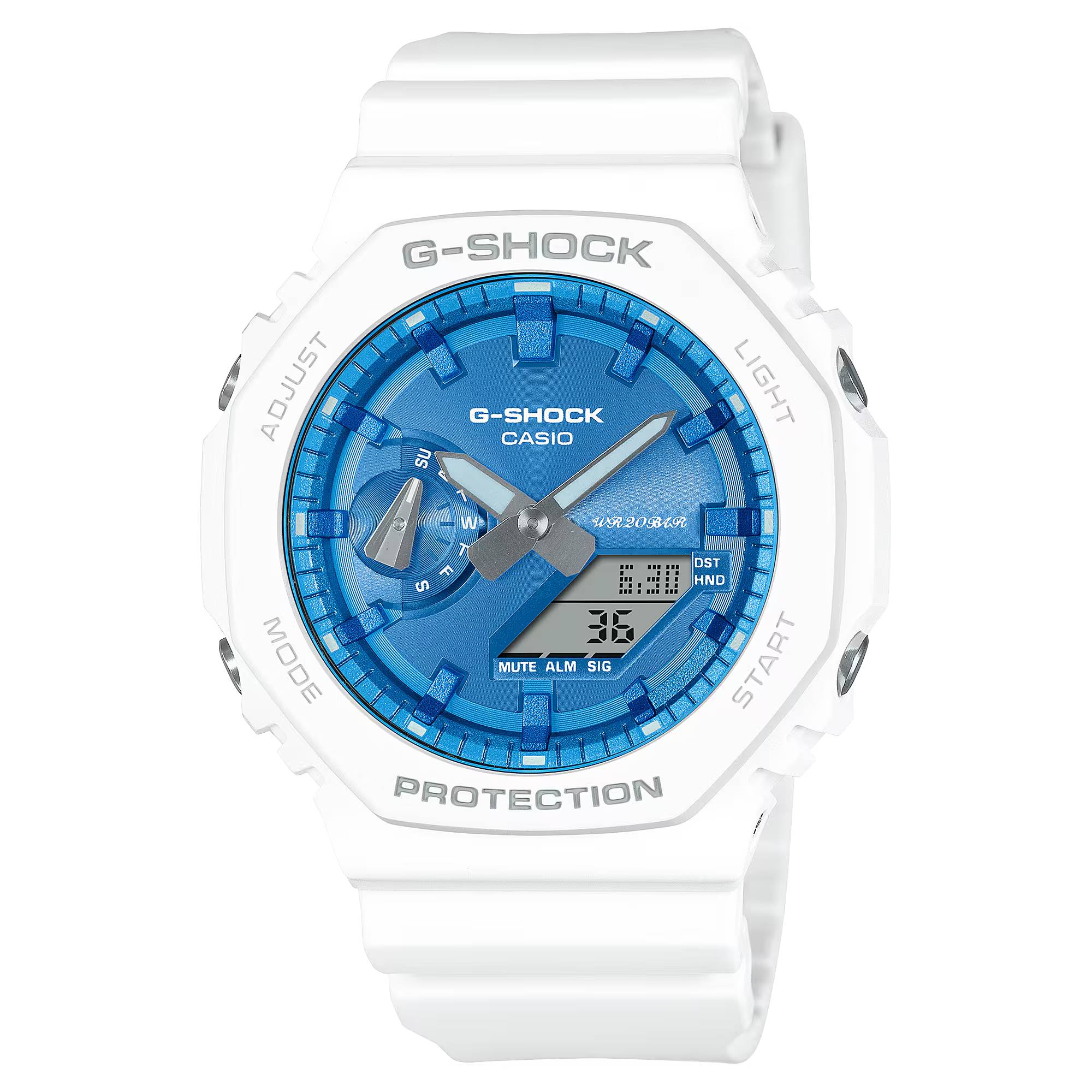 Orologio Unisex Casio G-SHOCK Quarzo Analogico Digitale Bianco Blu GA-2100WS-7AER