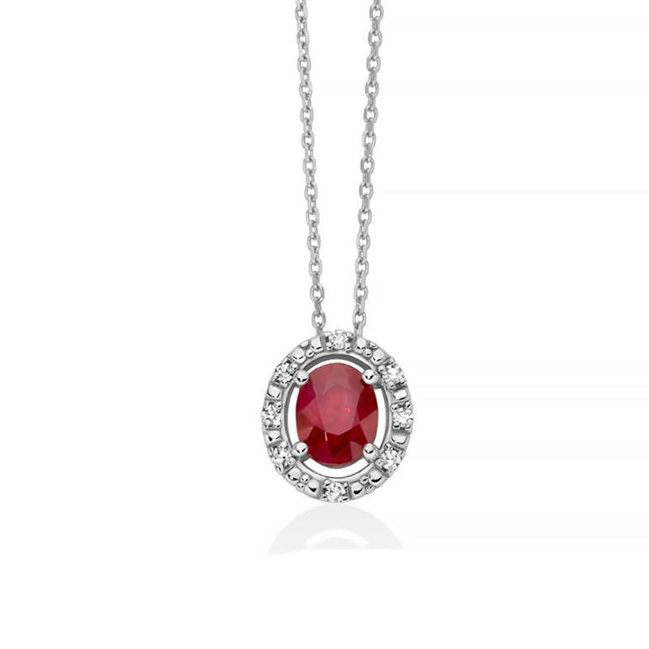 Collana Donna Miluna Oro Bianco 9 Kt Diamanti Bianchi Rubino CLD5504X
