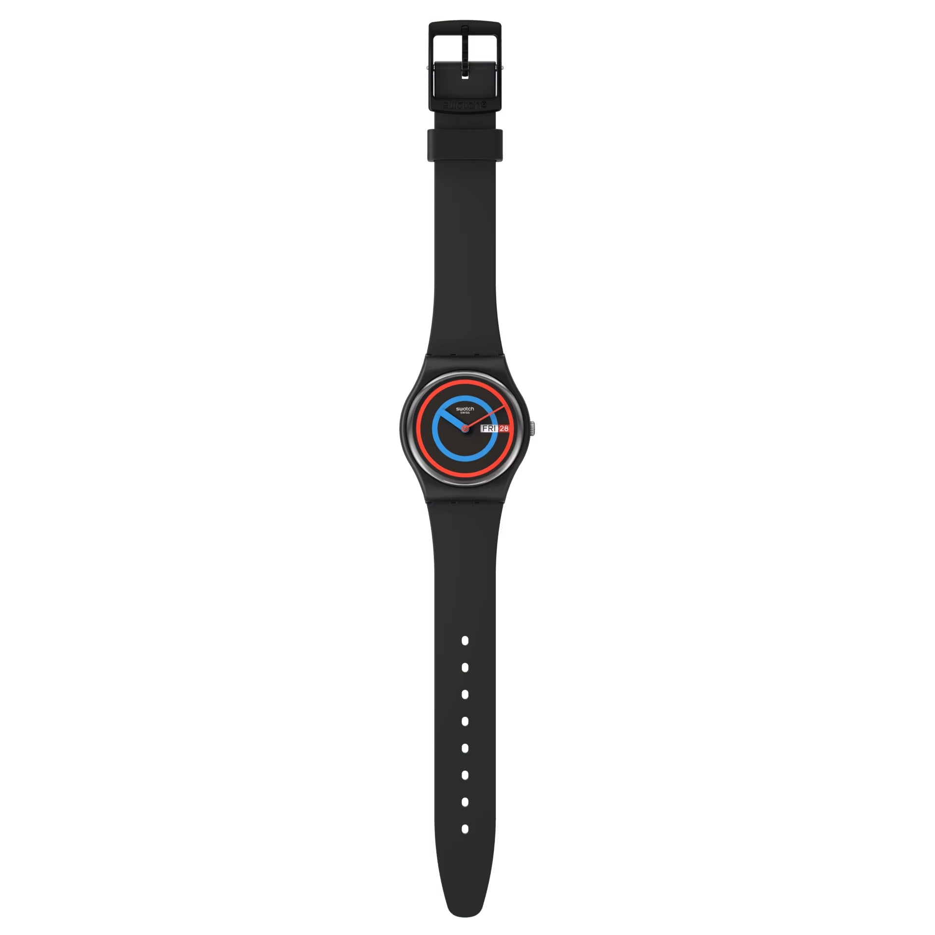 Orologio Donna Bambino Swatch Bioceramic Cerchi Nero Quarzo Doppia Data SO28B706