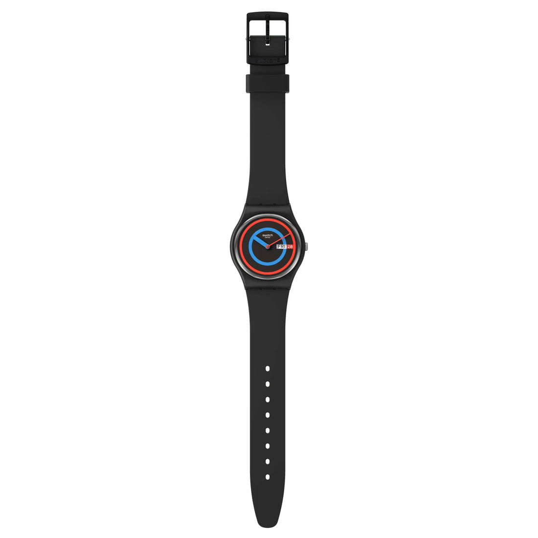 Orologio Donna Bambino Swatch Bioceramic Cerchi Nero Quarzo Doppia Data SO28B706