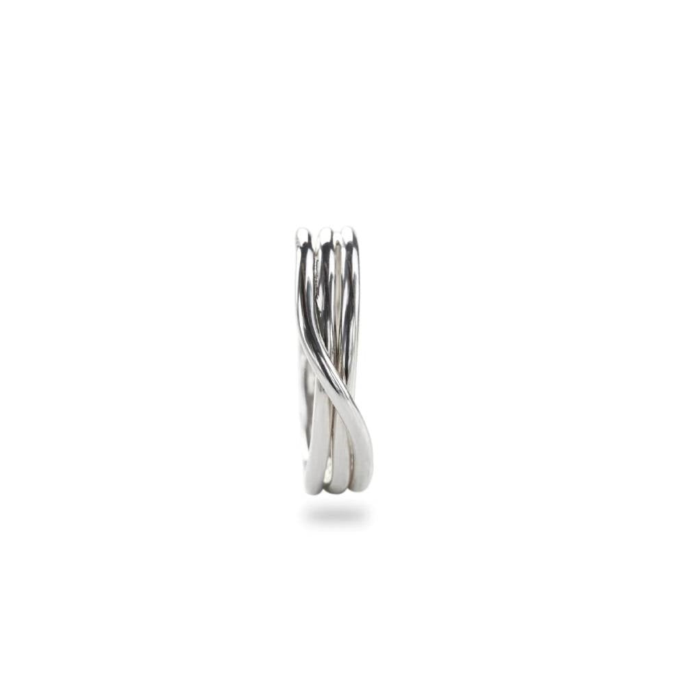Anello Donna Filo Della Vita Argento 925 3 Fili Lucido Rock Intreccio Mis 13 AN8A