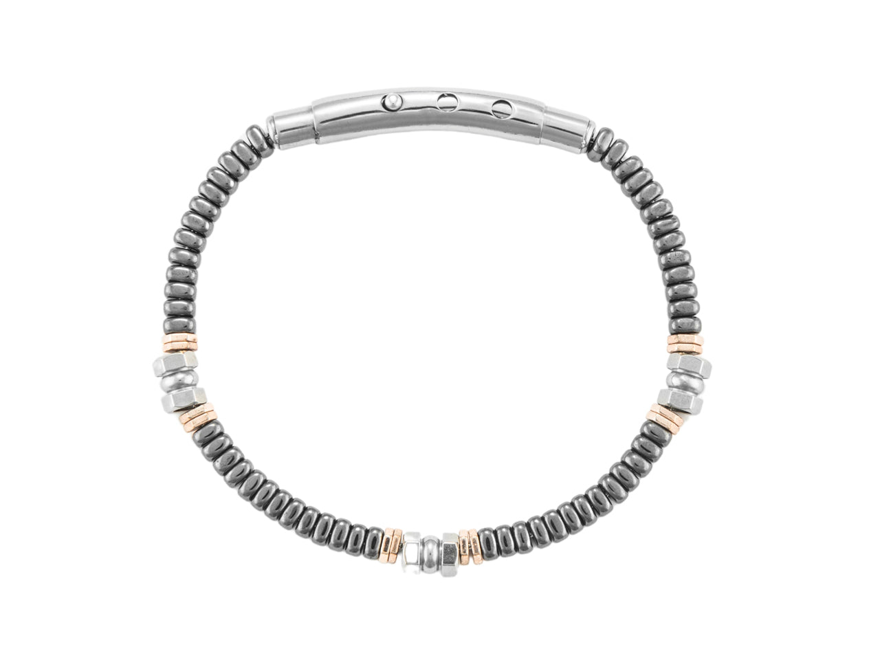 Bracciale Uomo 4US Cesare Paciotti acciaio Bianco ed ematite scura 4UBR7019