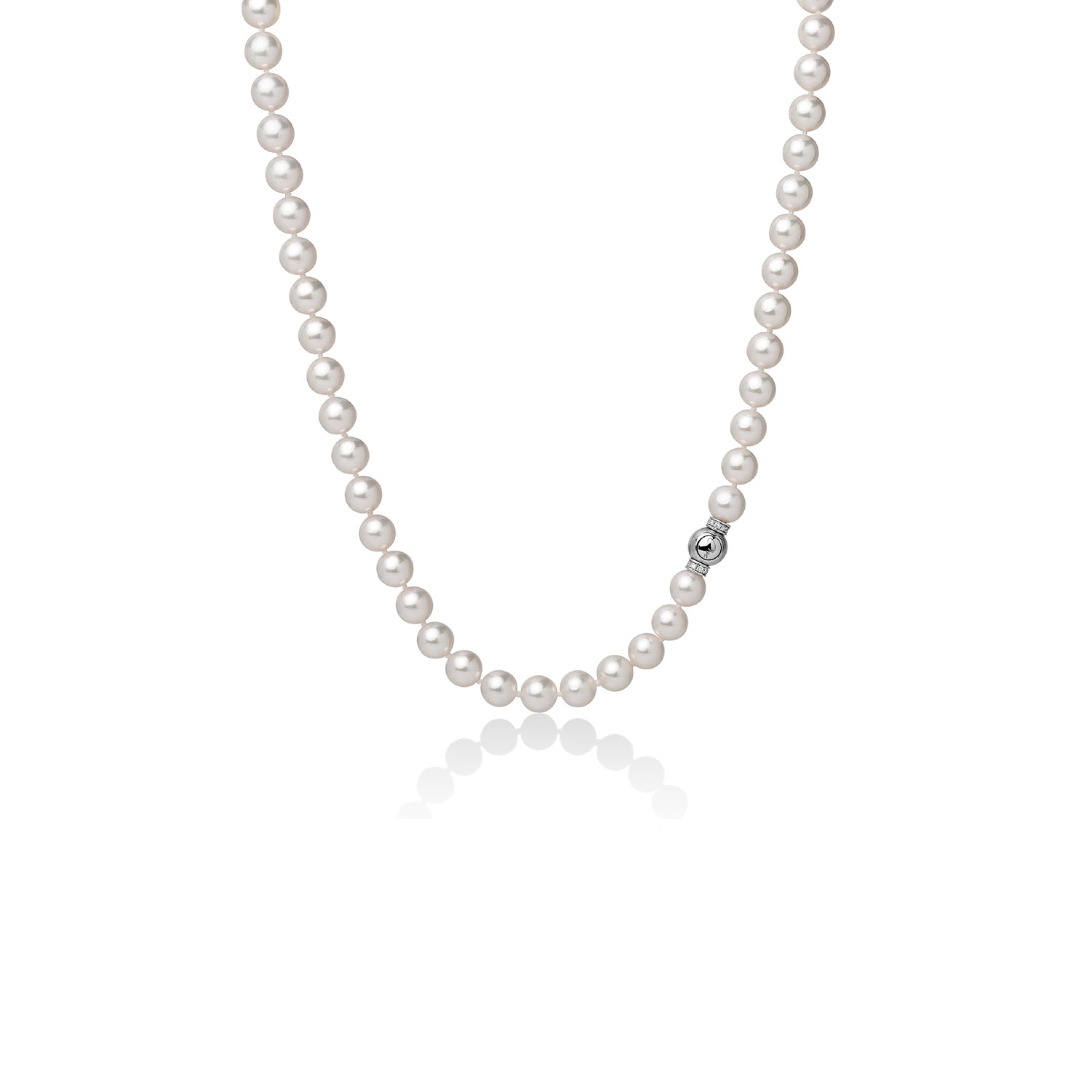 Collana Donna Miluna Girocollo Akoya Oro Bianco Diamanti Bianchi 0,16 CT PCL5708