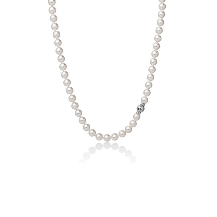 Collana Donna Miluna Girocollo Akoya Oro Bianco Diamanti Bianchi 0,16 CT PCL5708