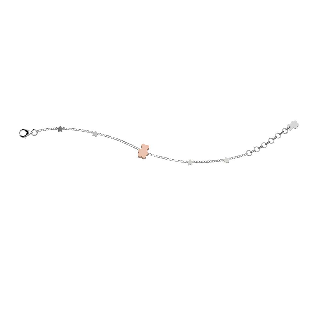 Bracciale Bambino Nanàn Argento 925 stelle Orsacchiotto Rosè Catena NAN0193