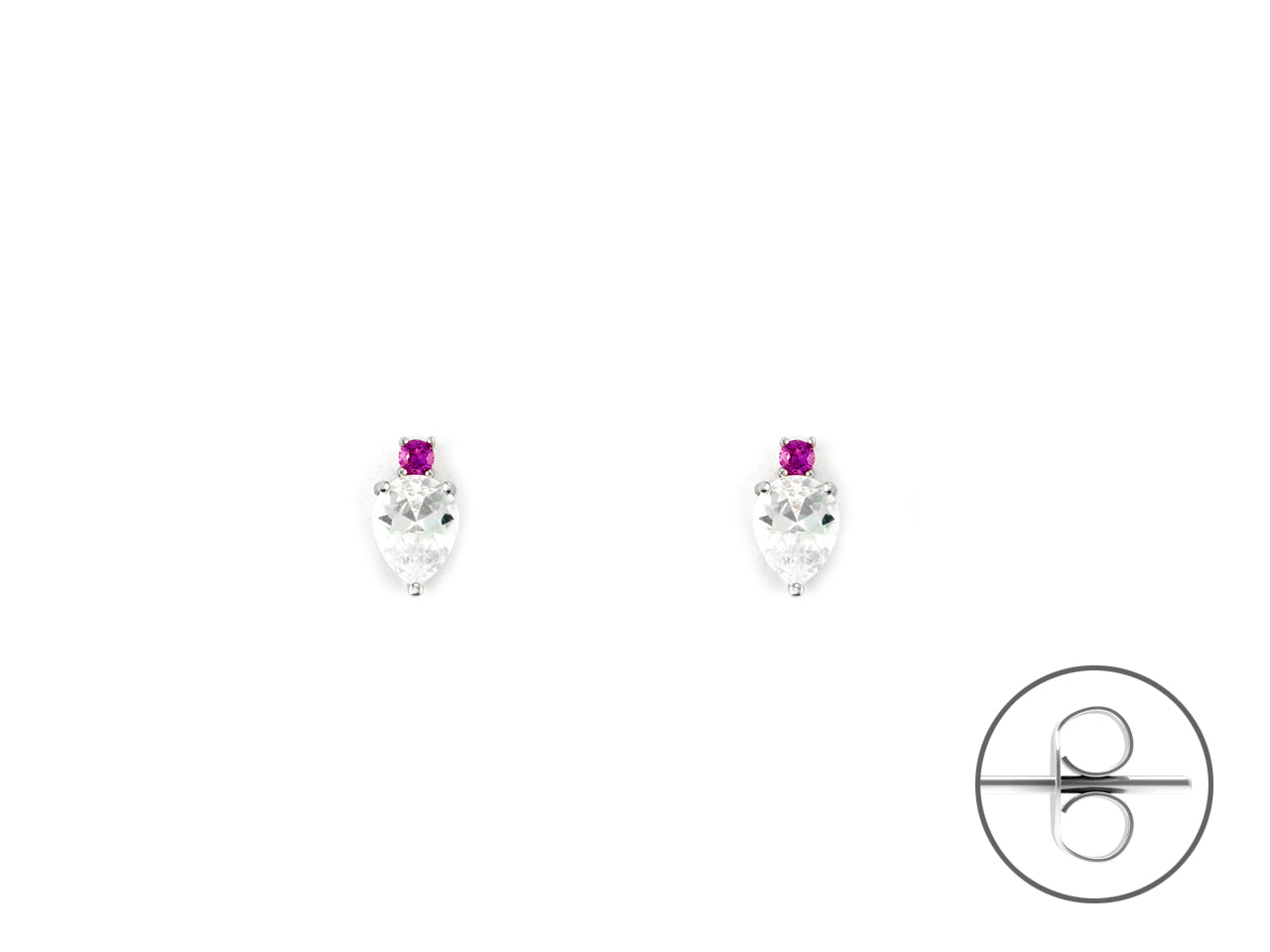 Orecchini Donna 4US Cesare Paciotti Argento Punto Luce Bianco Goccia e fuxia 4UOR6562W