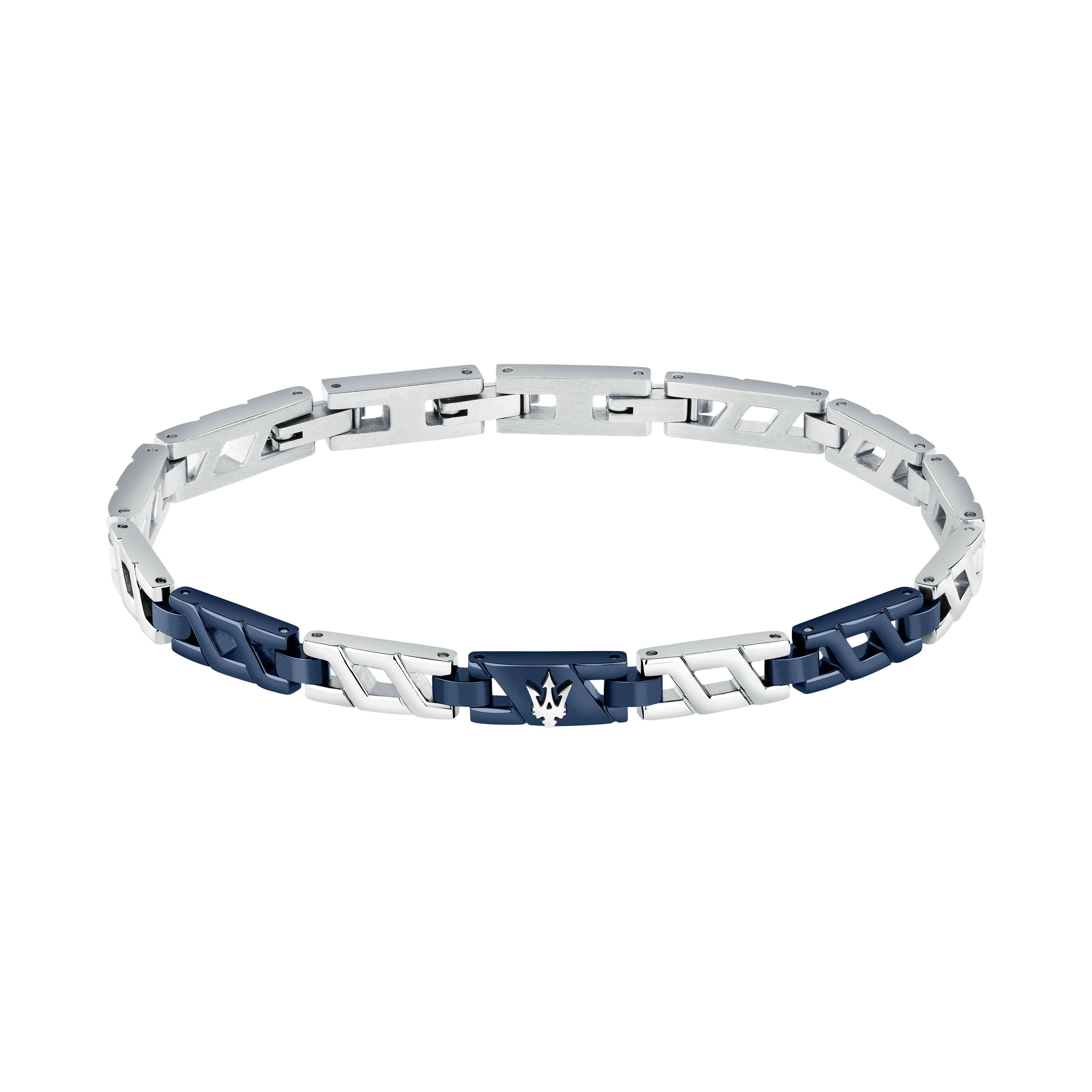 Bracciale Uomo Maserati Acciaio Catena Intrecciata PVD Blu JM523AVD31