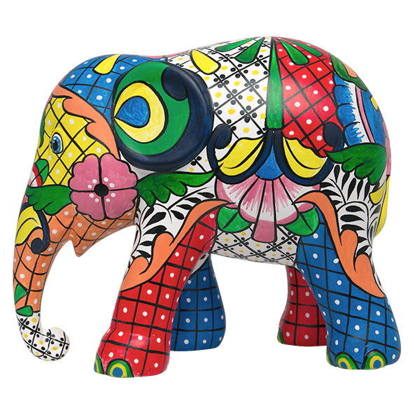 Scultura Elefante OnlyLux Resina Talavera de la Reina cm 15 Dipinto A Mano 8858831272712