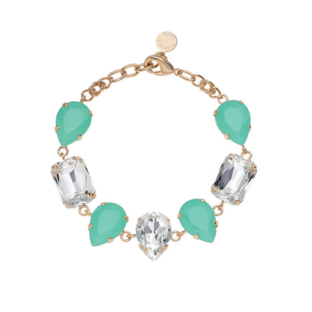 Bracciale Donna Ottaviani Bronzo Dorato Tennis Zirconi Bianchi Verdi 500949B