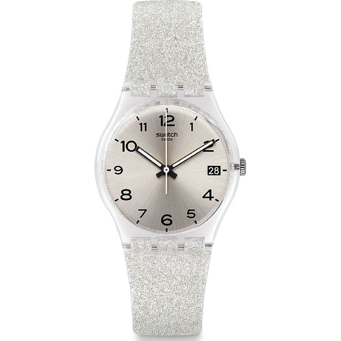 Orologio Donna Gomma Silicone Swatch Quarzo Solo Tempo Data Argentè GM416C