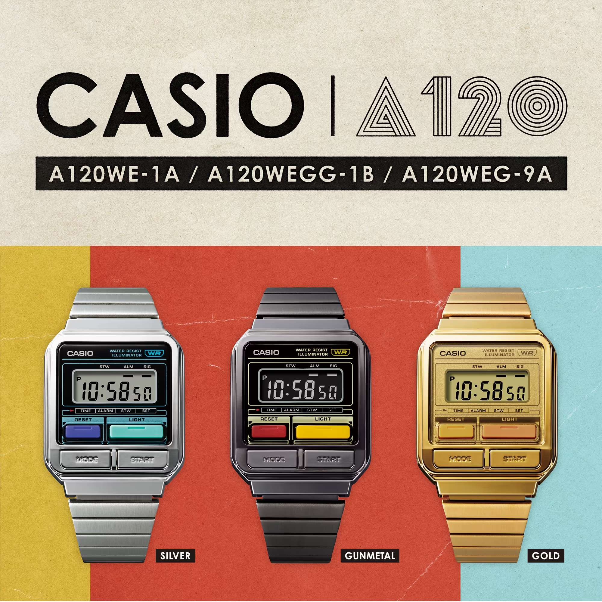 Orologio Unisex Casio Acciaio Quarzo Digitale Blu Elettrico Nero A120WE-1AEF