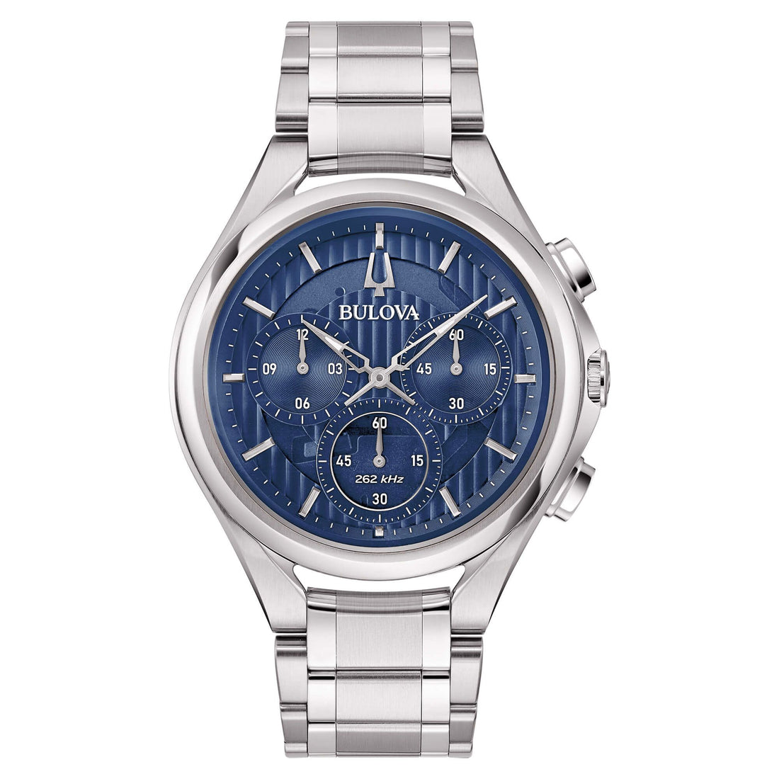 Orologio Uomo Bulova Curv Dress 262 Hz Quarzo Cronografo Blu Acciaio Lucido 96A302