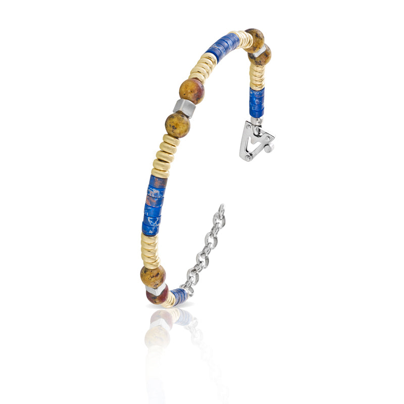 Bracciale in argento 925% Aulite, Labradorite sulla chiusura diamante nero ct 0,01