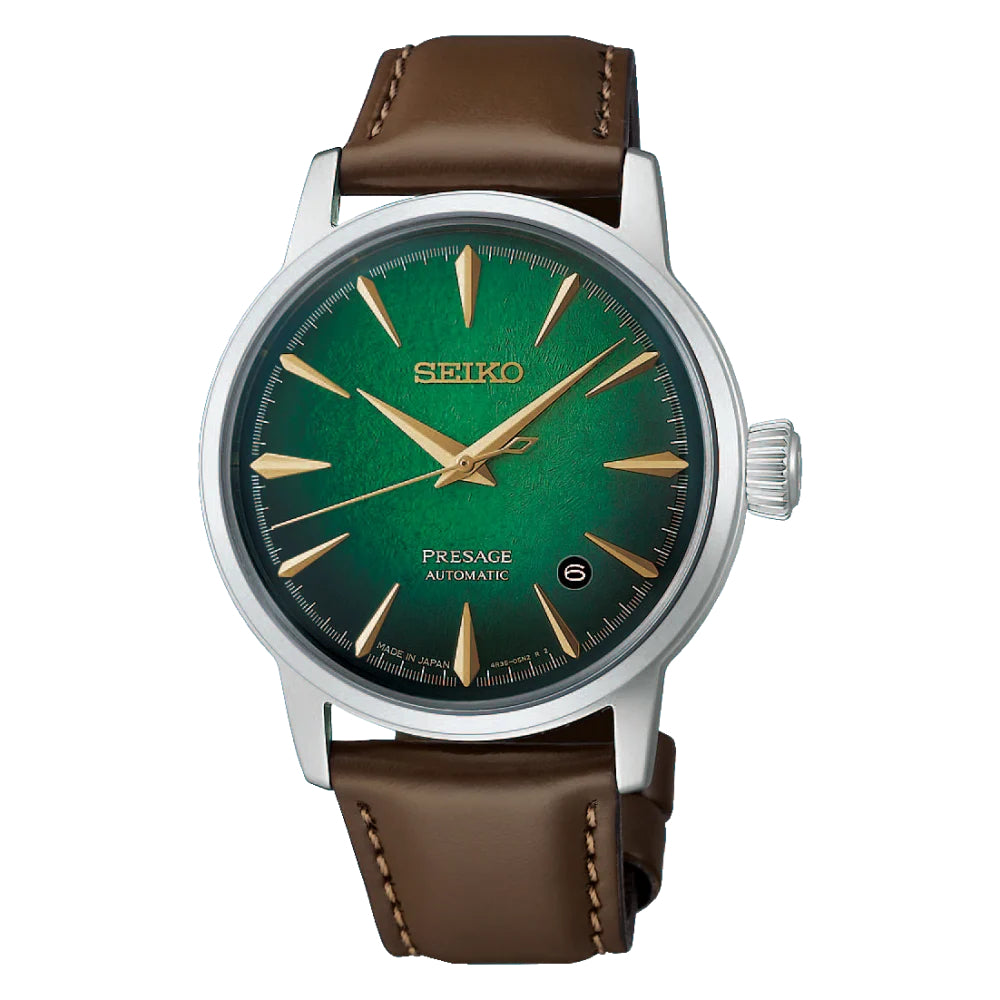 Orologio Uomo Seiko Presage Verde Mint Mist Cocktail Time Pelle HCB002J1