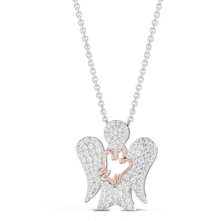 Collana Donna Roberto Giannotti Argento 925 Pendente Angelo Zirconi Bianchi GIA481