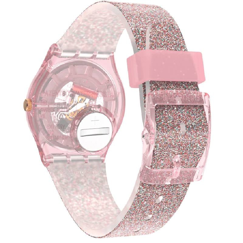 Orologio Donna Gomma Plastica Swatch Quarzo Solo Tempo Rosa Multilumino GP168