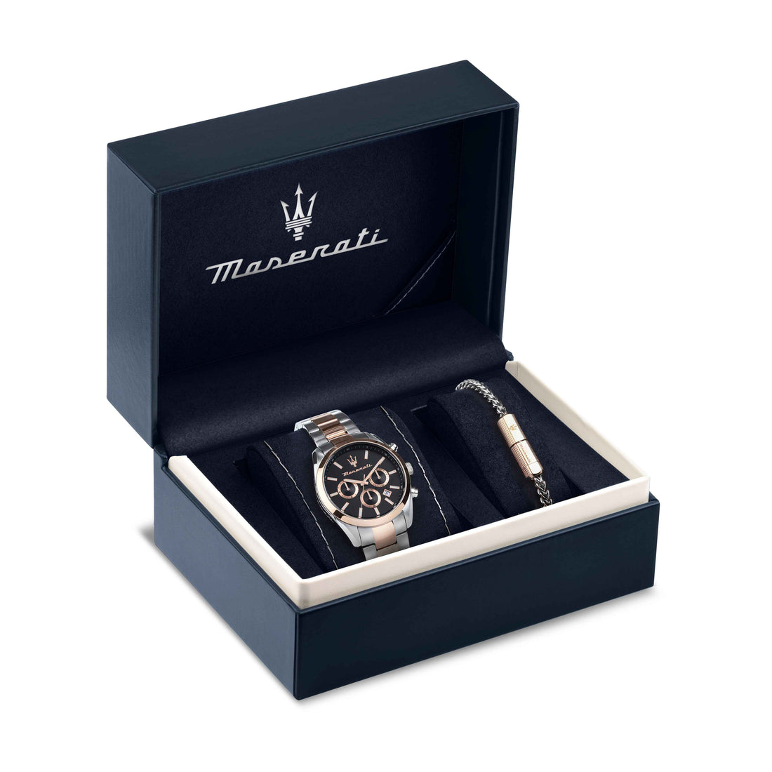 Orologio Uomo Maserati Set Box Bracciale Acciaio Rosè Quarzo Cronografo R8853151003