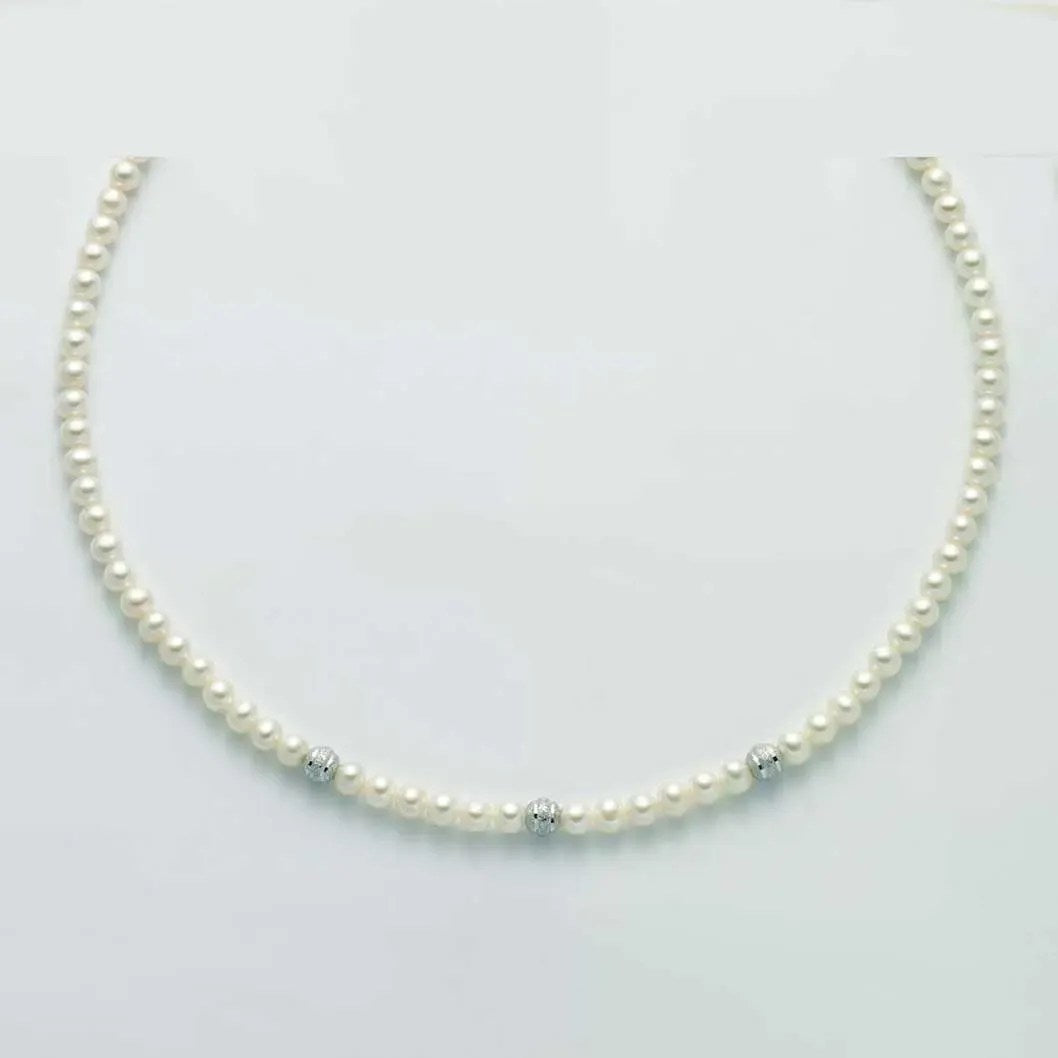 Collana Perle Miluna Con Inserto Centrale E Chiusura In Oro Bianco 375 PCL5929X