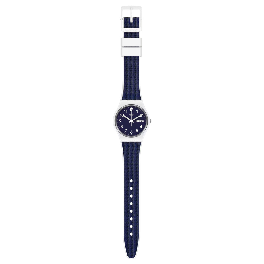 Orologio Unisex Bambino Swatch Blu Tessuto Navy Light Bianco Quarzo GW715