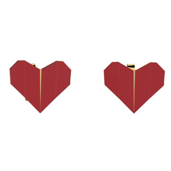 Orecchini Bambina Nanàn Argento Dorato 925 Origami Cuoricino Rosso NAN0746
