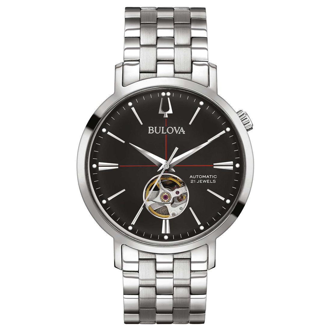 Orologio Uomo Bulova Automatico Aereojet Acciaio Satinato Lucido Nero 96A199