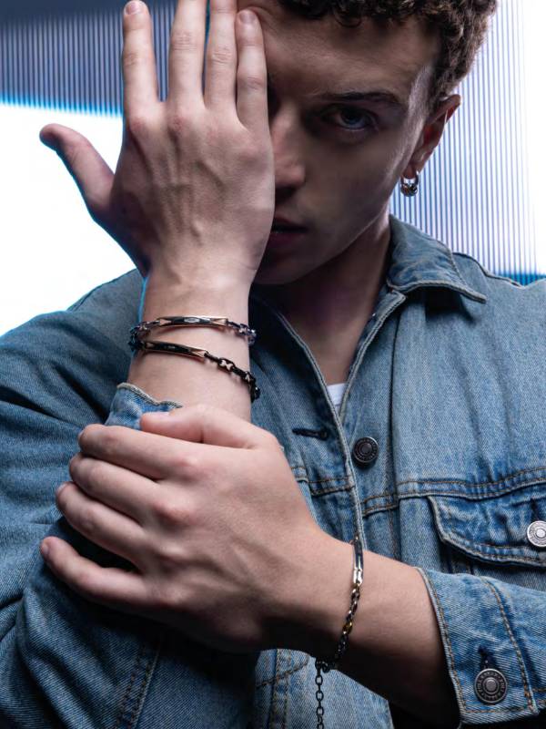 Bracciale Uomo 4US Cesare Paciotti Acciaio Nero PVD Targhetta 4UBR8029