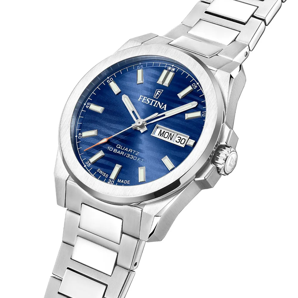 Orologio Uomo Acciaio Festina Blu Swiss Made F20073/3