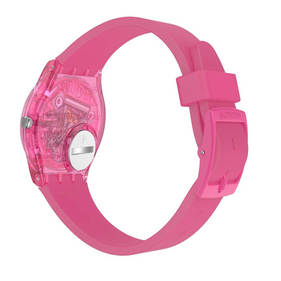 Orologio Donna Gomma Silicone Swatch Quarzo Solo Tempo Scheletrato Rosa GP166