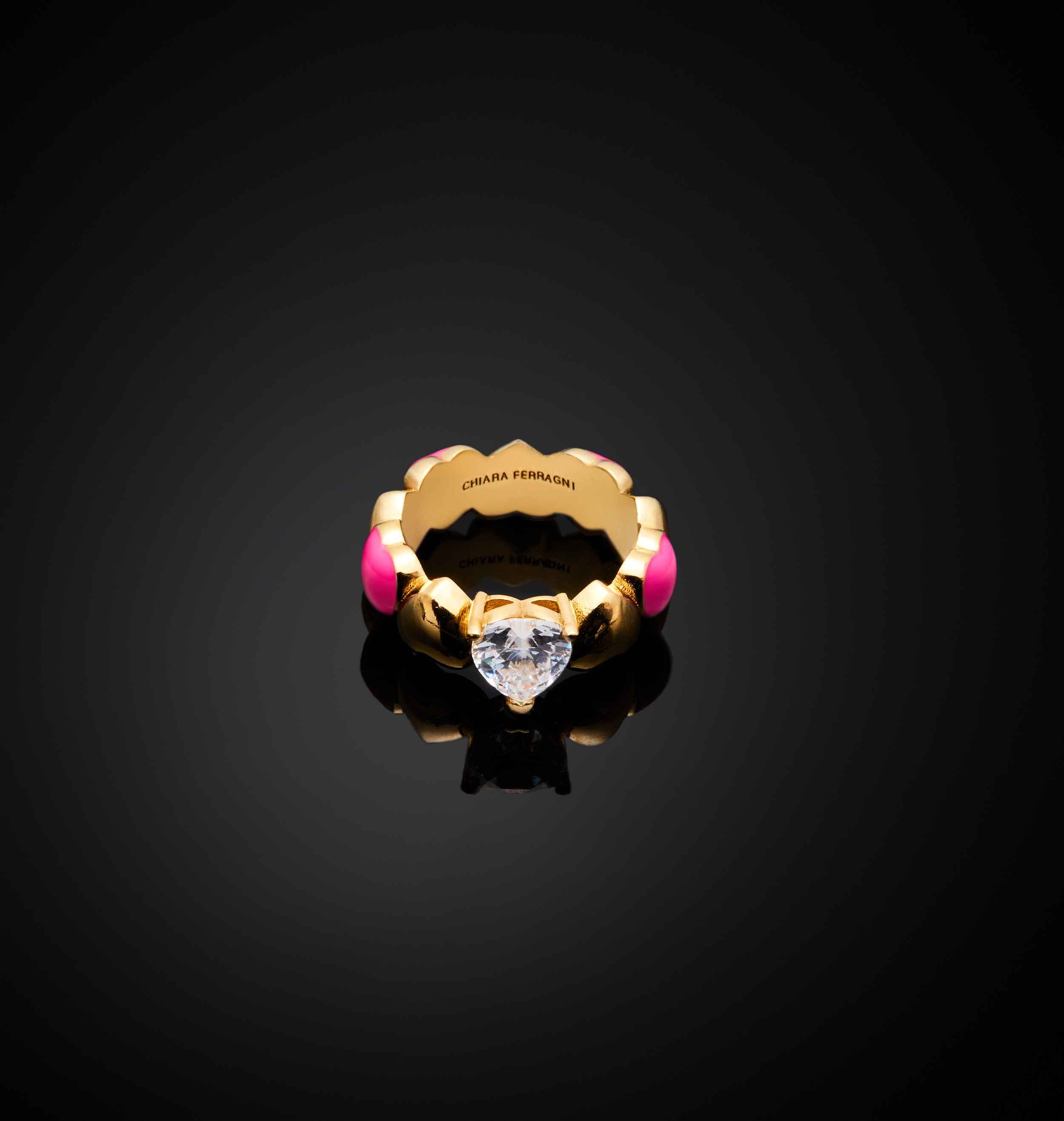 Anello Donna Chiara Ferragni Acciaio Dorato Cuoricino Smalto Rosa J19AWD09014