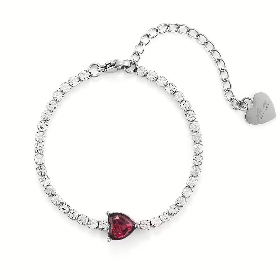 Bracciale Tennis Donna 4US Cesare Paciotti Acciaio Zirconi Cuore Rosso 4UBR6260W