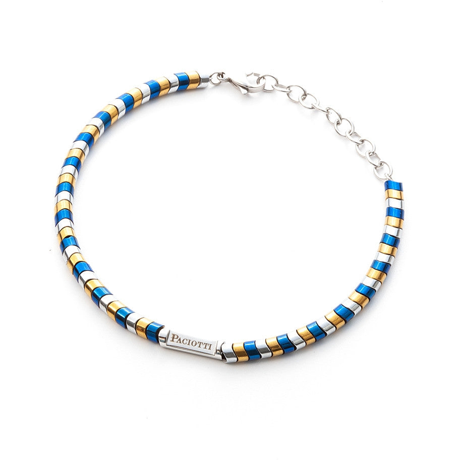 Bracciale Uomo 4US Cesare Paciotti acciaio Bianco e pvd blu  4UBR3146