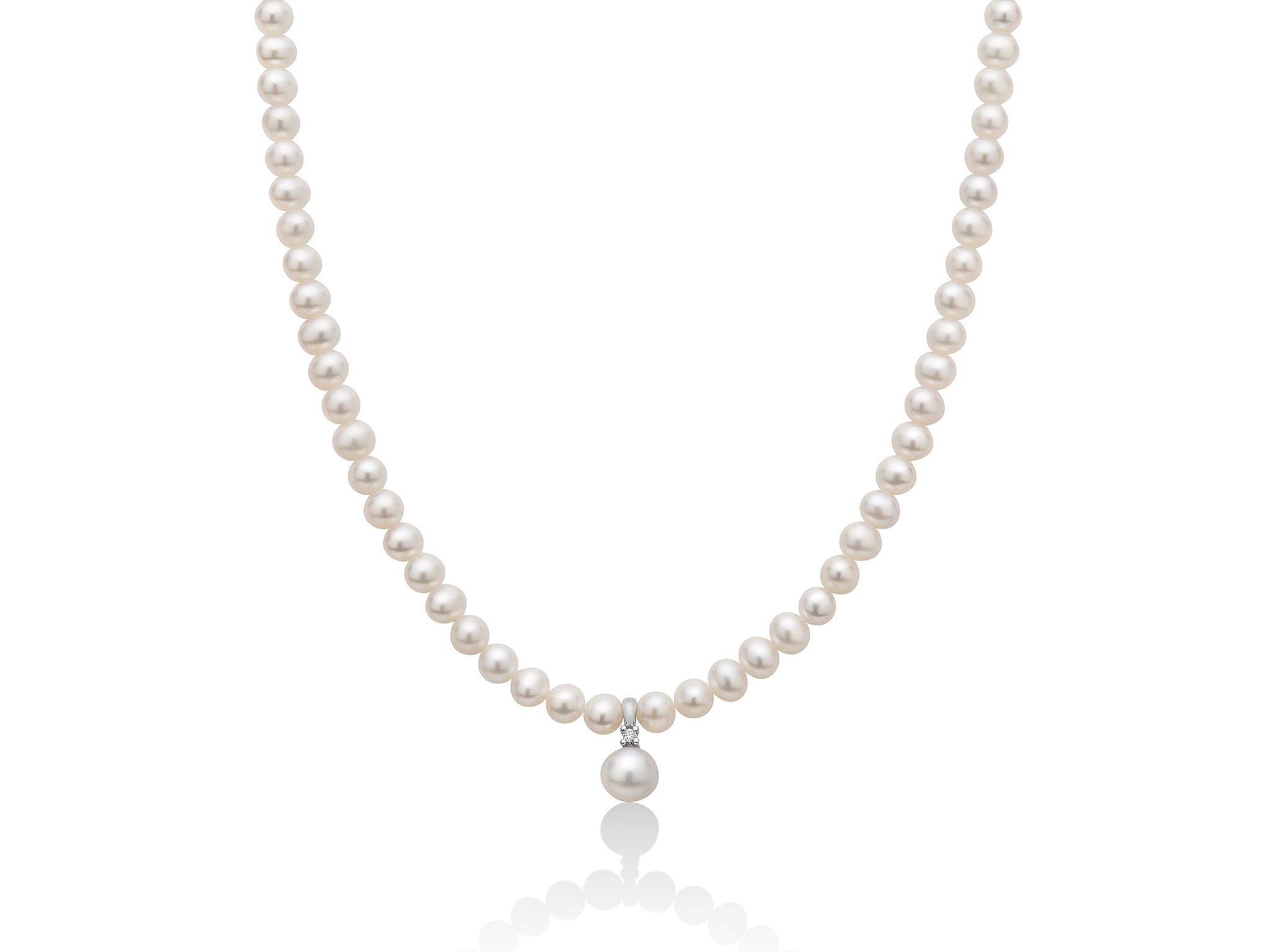 Collana Girocollo Perle Miluna Chiusura In Oro Bianco 750 Diamanti PCL5528V