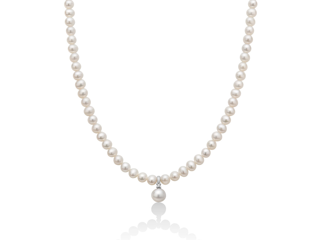 Collana Girocollo Perle Miluna Chiusura In Oro Bianco 750 Diamanti PCL5528V