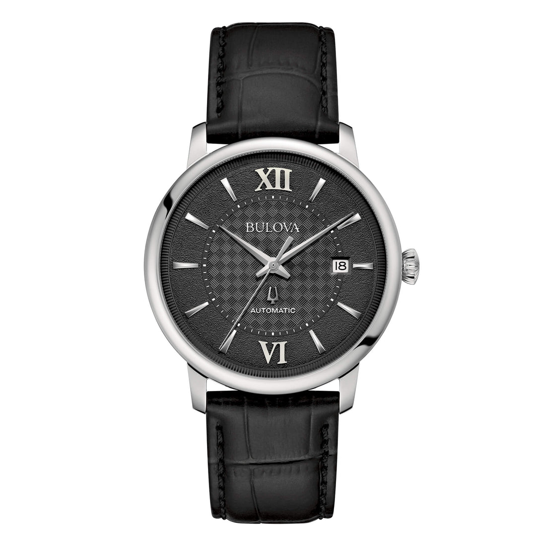 Orologio Uomo Bulova Hudson Automatico Pelle Nero Data 96B441