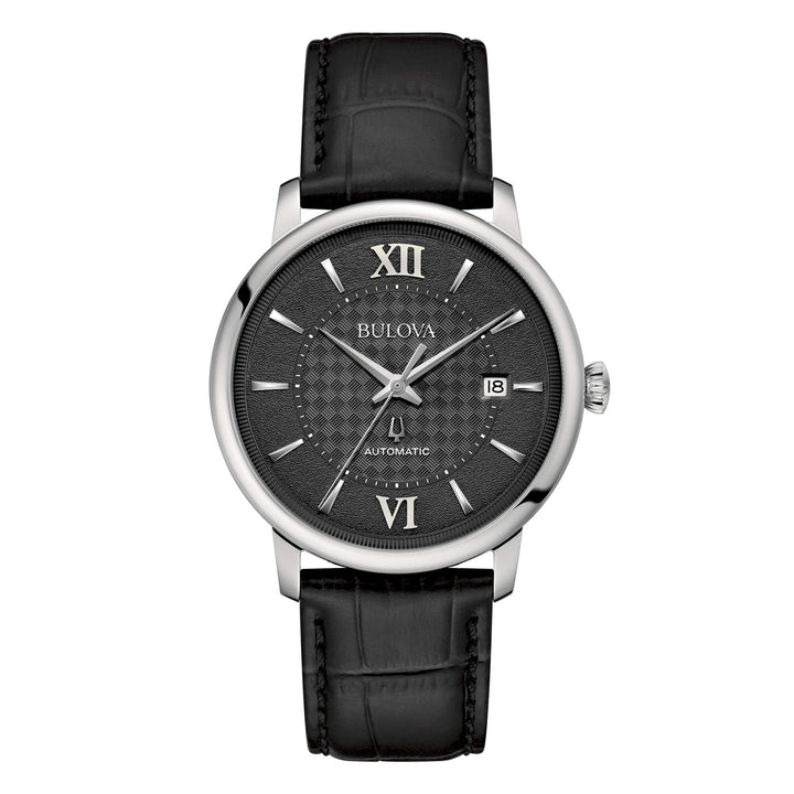 Orologio Uomo Bulova Hudson Automatico Pelle Nero Data 96B441
