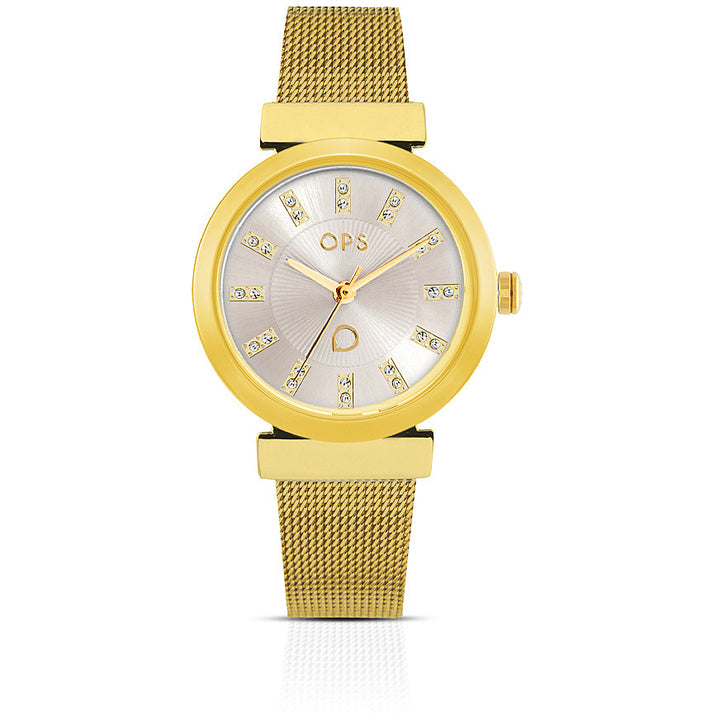 Orologio Donna Ops-Objects Acciaio Dorato Zirconi Quarzo Solo Tempo OPSPW-908-3200