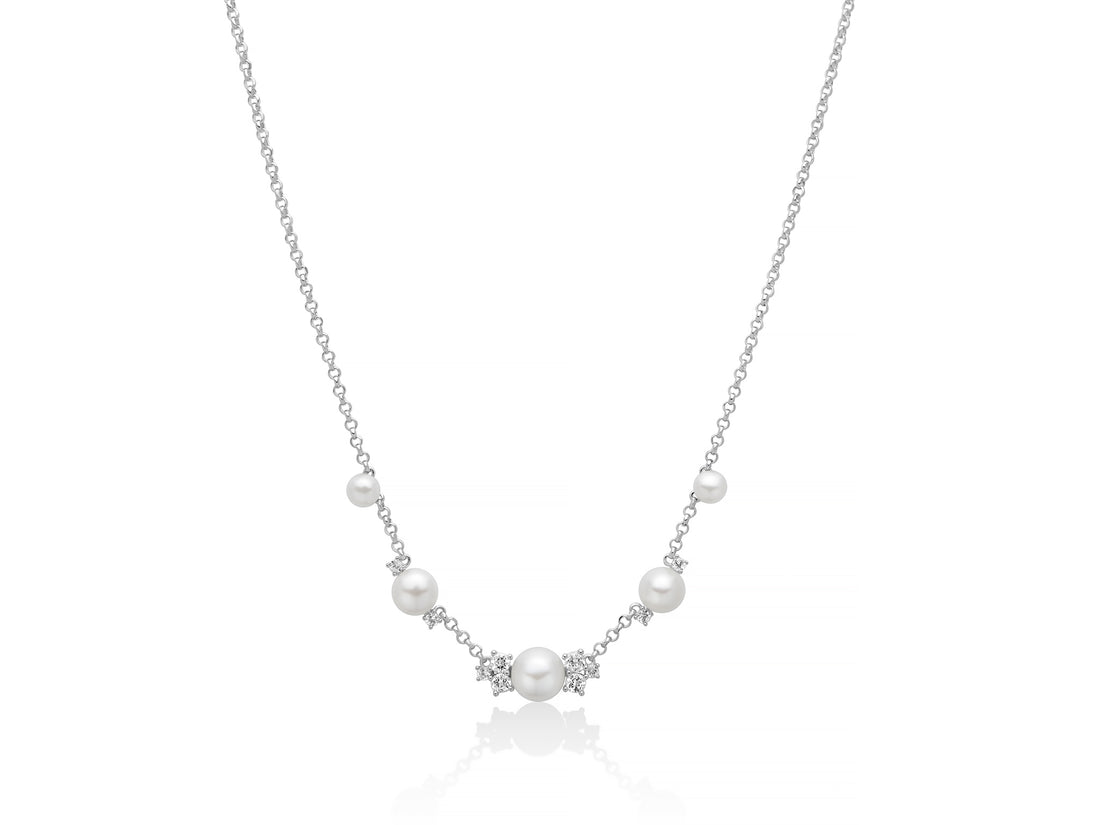 Collana Donna Miluna Perle Argento 925 Topazi Bianchi PCL6825