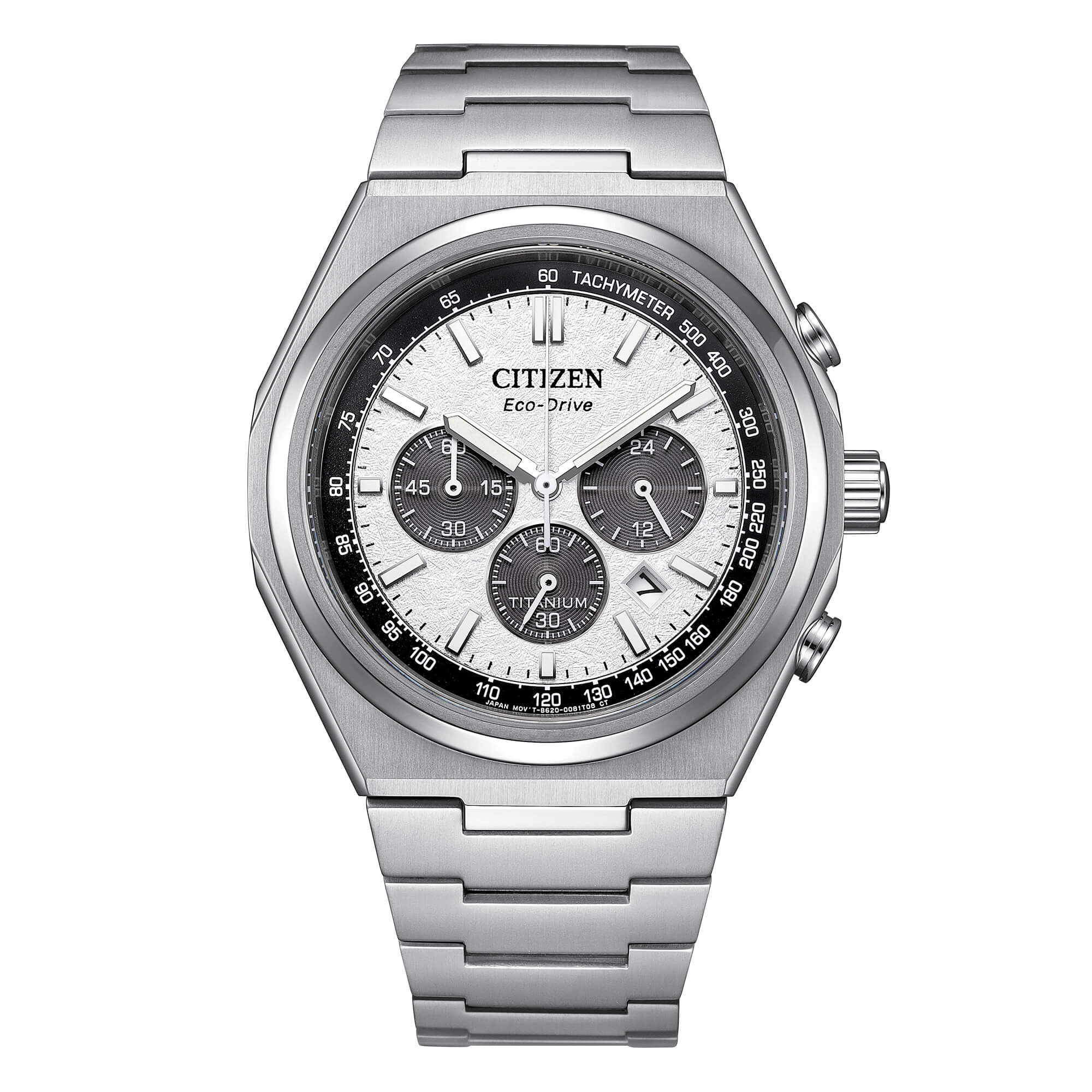 Orologio Uomo Citizen Eco-Drive Super Titanio Crono Bianco Panda CA4610-85A